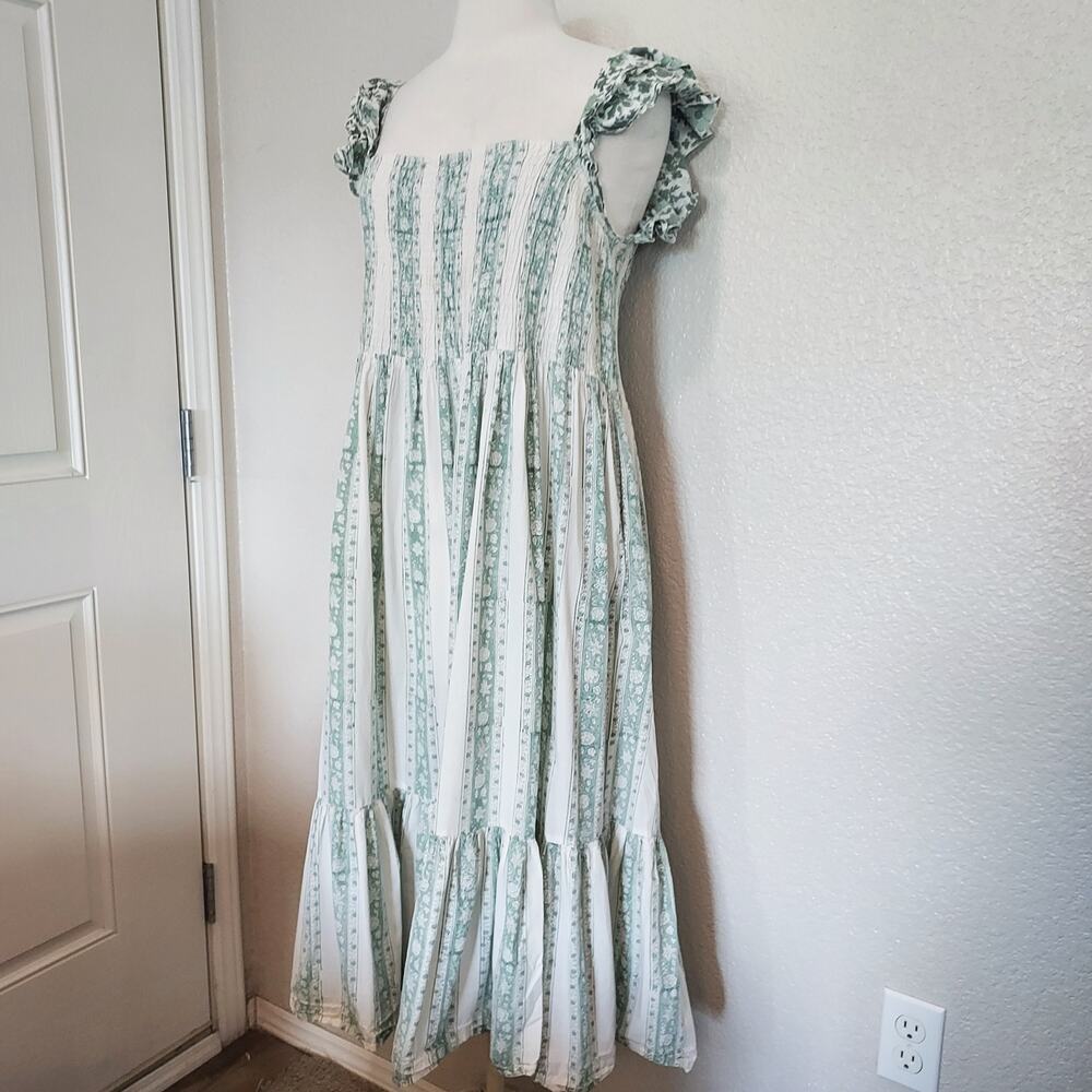 Mille Resort & Travel Mint Green & Cream Tiered Maxi 'Olympia' Dress Size M - Picture 7 of 13